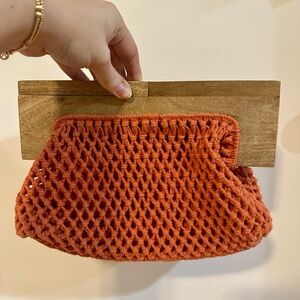 Chic Orange Crochet Clutch